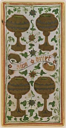 De Vier van Bekers, facsimile van een tarotkaart uit het 